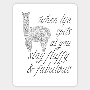 Lispe Alpaca Llama Vicuna Guanaco Stay Fluffy & Fabulous Magnet